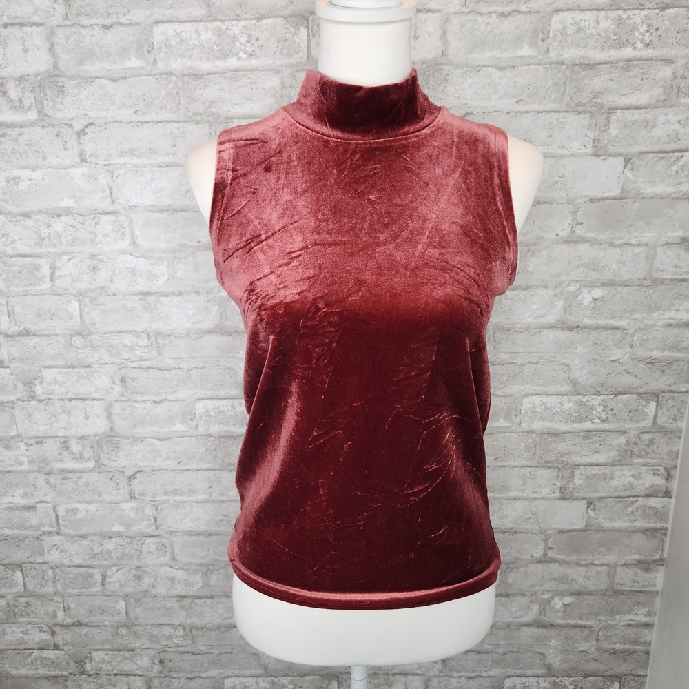 J. Crew Top Sleeveless Rose Velvet Mock Neck Elegant XS